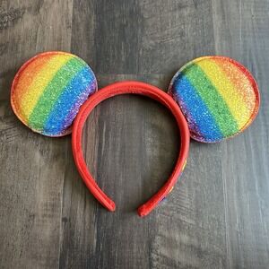 Disney Parks 2020 Rainbow Glitter Pride Collection Ears Headband LOVE Embroidery